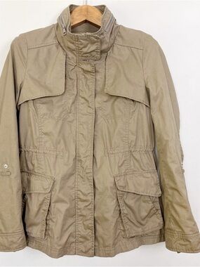Sam Edelman Women’s Beige Taupe Utility Jacket with Stand Collar Size Large